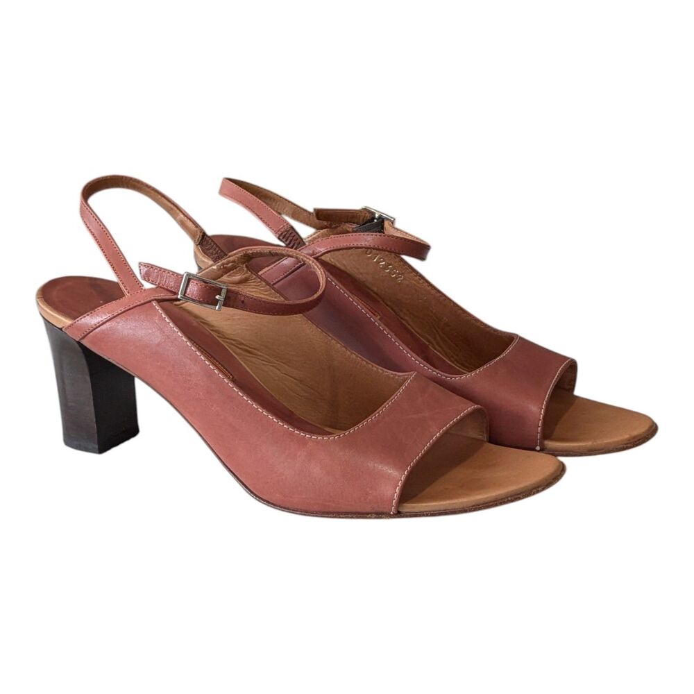 Cole Haan Country Brown Leather Slingback Sandals Heels Made in Italy 9B Vintage